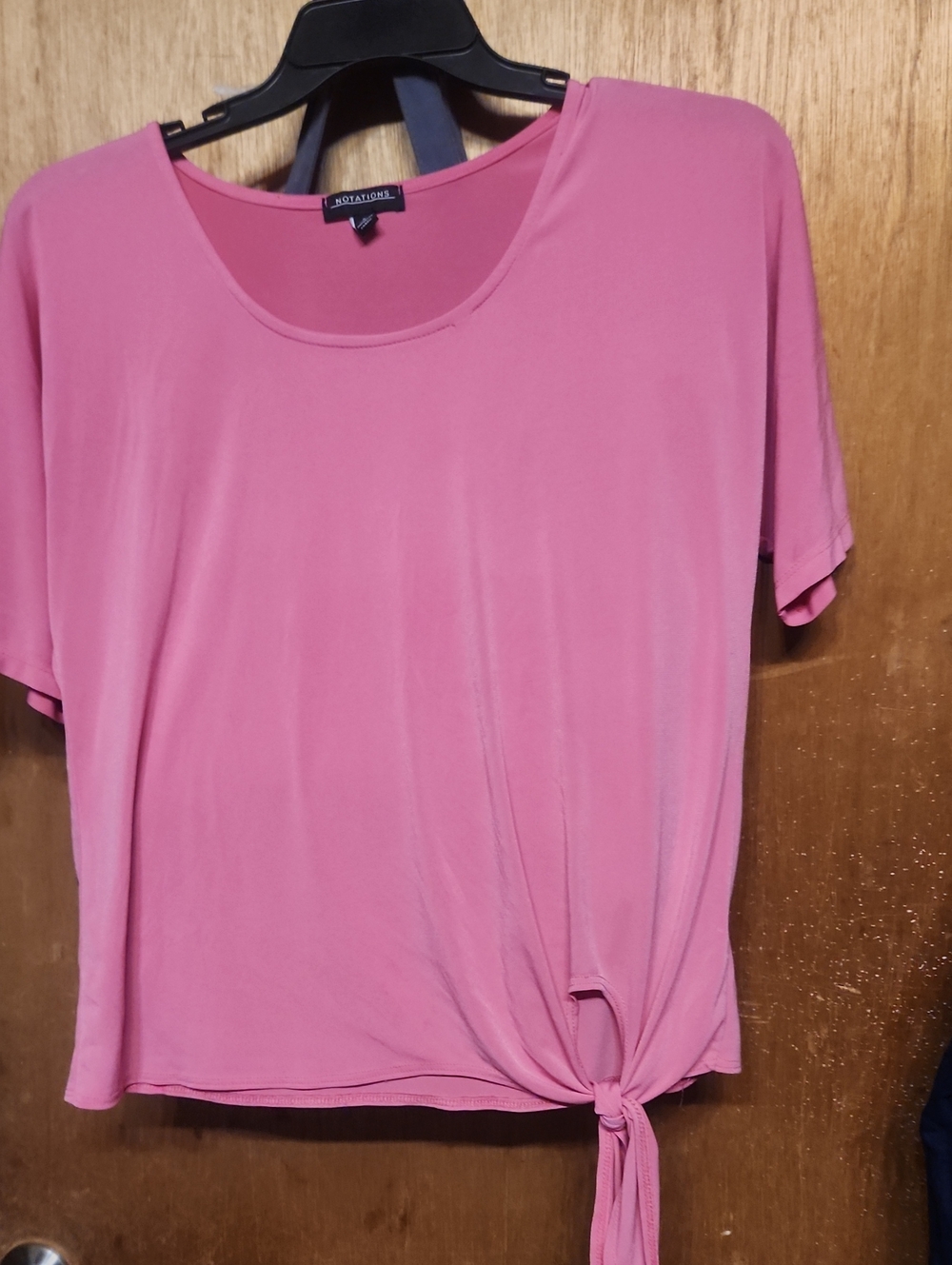Notations Rose Pink Short Sleeve Tie-Front Scoop Neck Top